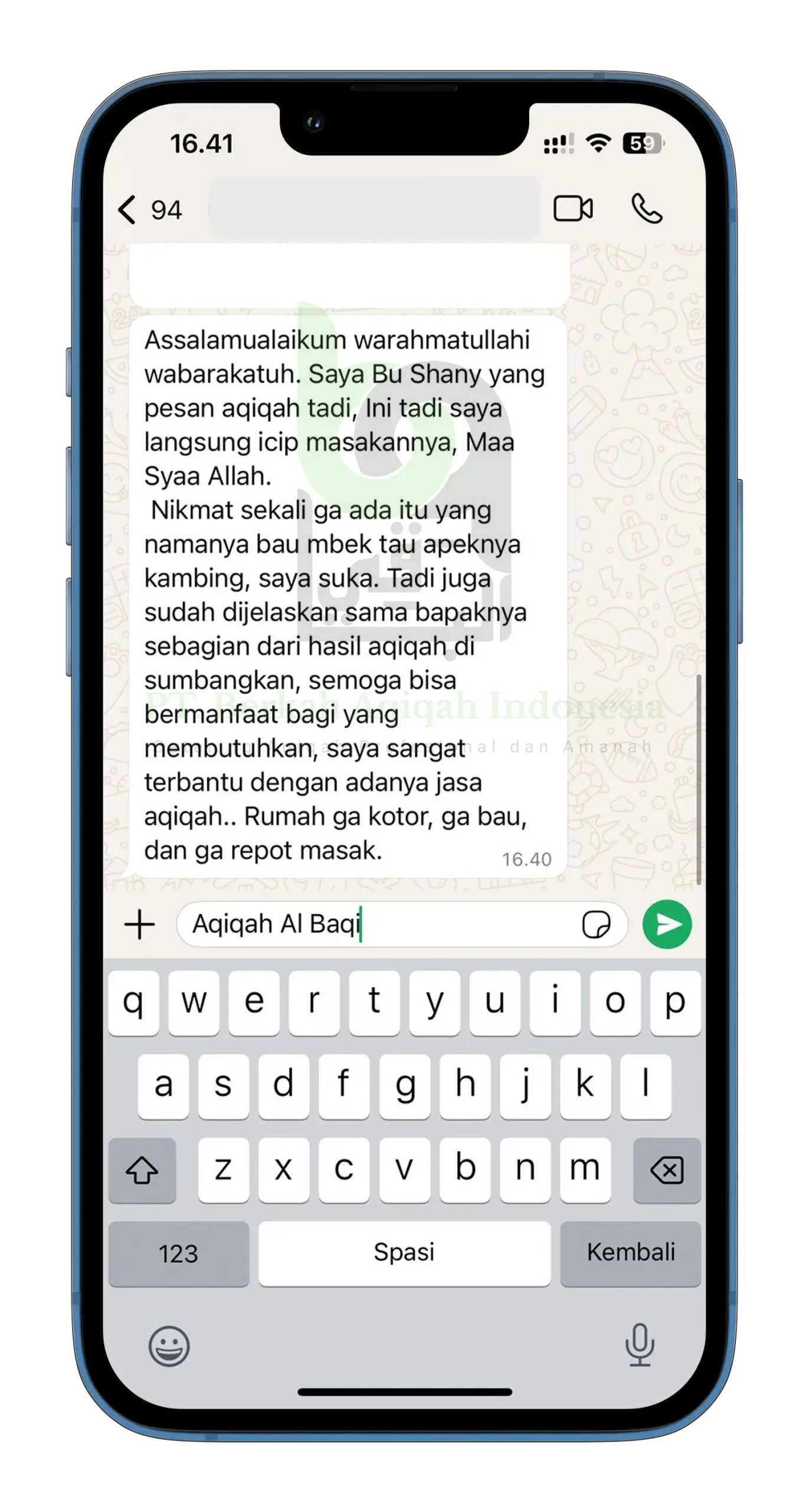 Testimoni Temanggung aqiqah Al Baqi 8